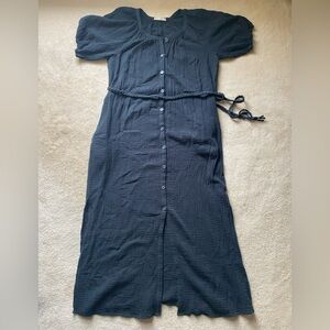 Marine Layer Black Gauze Midi Dress Large Black Tie Waist Summer Casual Boho